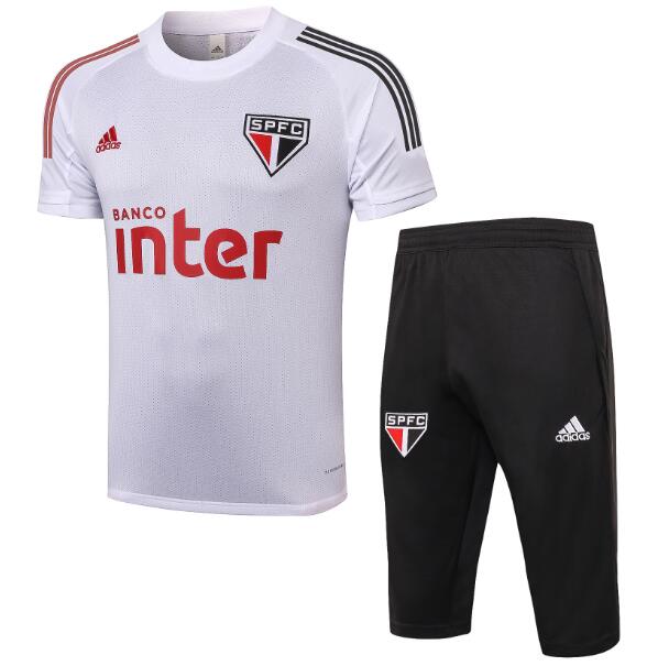 Sao Paulo White Training Sets Capri Pants with Shirt 2020/21